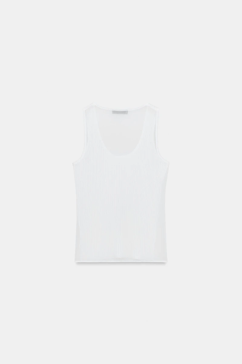 SEMI-SHEER COMBINATION KNIT TOP