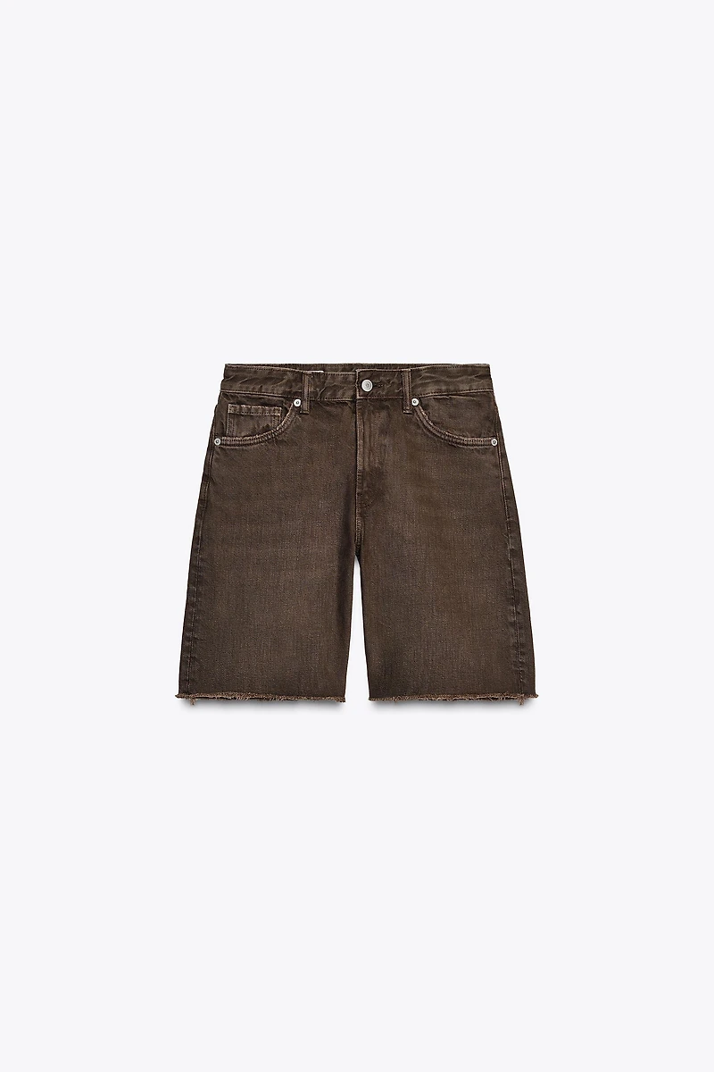 MID-RISE RIPPED TRF DENIM SHORTS