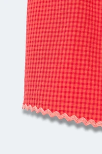 2-14 YEARS / GINGHAM TOP WITH WAVE TRIM - LIMITED EDITION