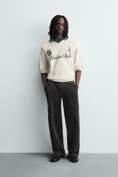 RETRO FOOTBALL EMBROIDERED JACQUARD POLO