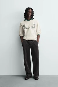 RETRO FOOTBALL EMBROIDERED JACQUARD POLO