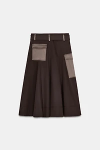 BELTED CARGO MIDI SKIRT