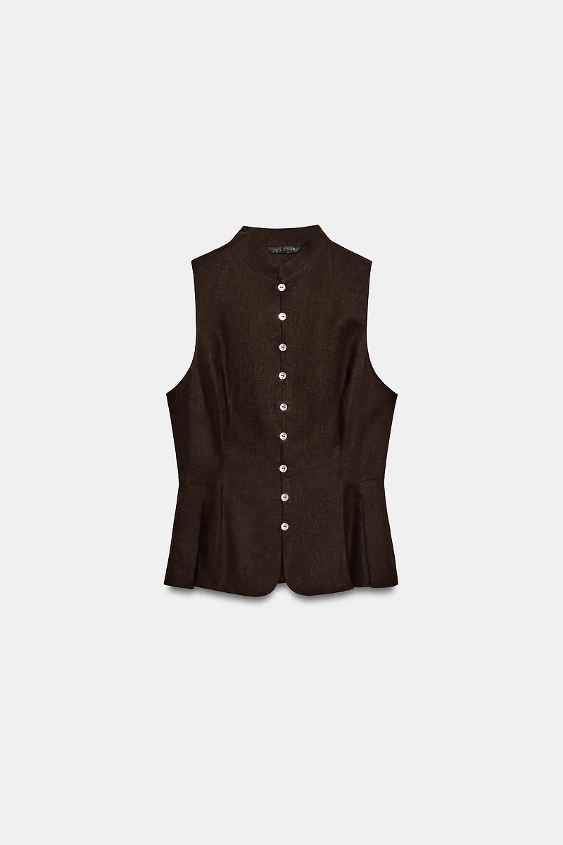 SLEEVELESS LINEN SHIRT