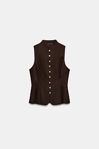 SLEEVELESS LINEN SHIRT