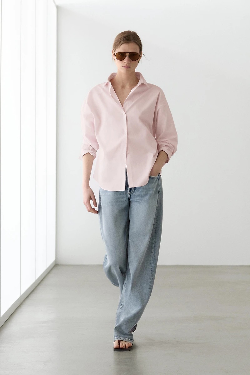 Chemise en popeline de coton à détail pince