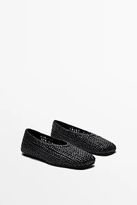 Braided sheepskin ballet flats