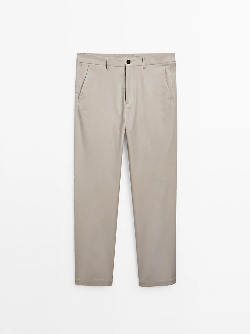 Slim fit textured trousers