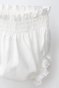 LINEN AND COTTON LACE BLOUSE BLOOMER SET