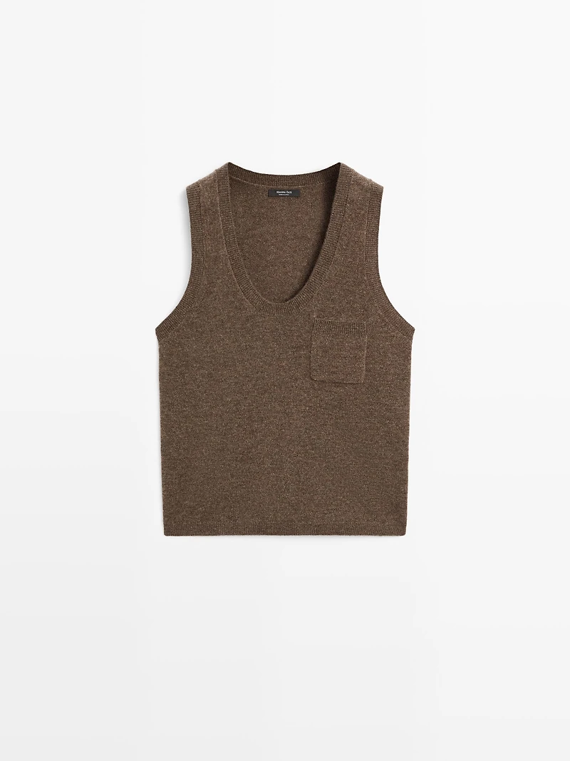 Top en laine mélangée avec poche