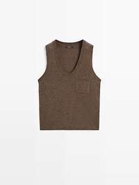 Top en laine mélangée avec poche