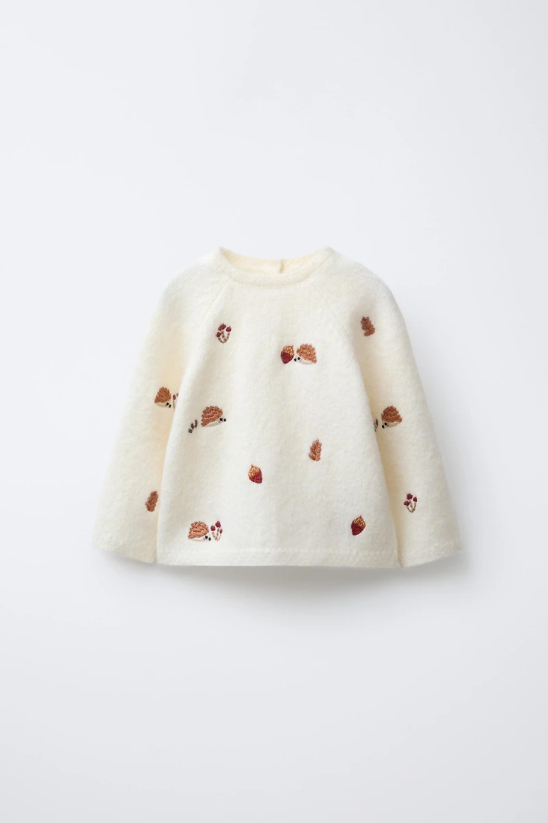 EMBROIDERED HEDGEHOG KNIT JUMPER