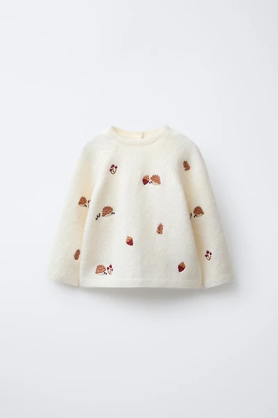 EMBROIDERED HEDGEHOG KNIT JUMPER