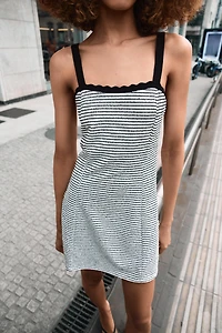 STRIPED BOUCLÉ DRESS