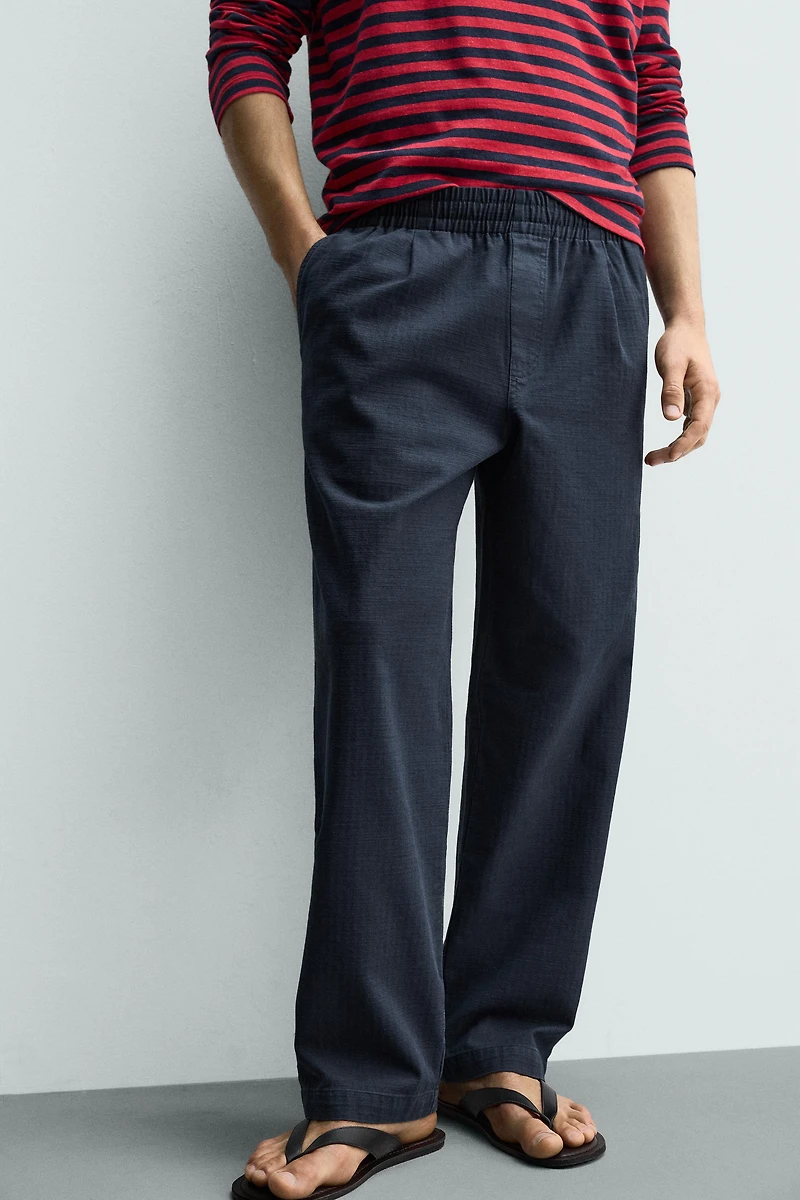 HERRINGBONE RELAXED FIT PANTS