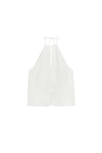 TOP À ENCOLURE AMÉRICAINE ET BOUTONS