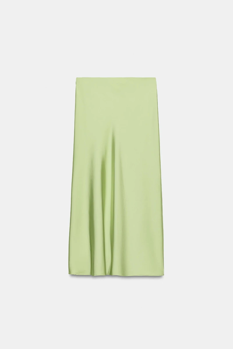 POLKA DOT SATIN EFFECT MIDI SKIRT