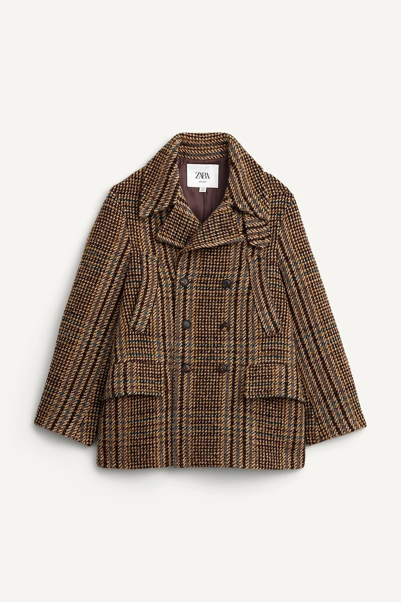 MANTEAU COURT À CARREAUX AVEC ÉCHARPE ÉDITION LIMITÉE
