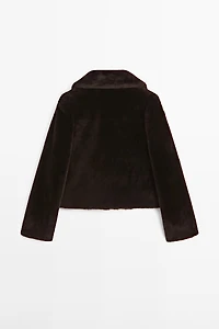 Short lambskin mouton jacket