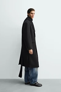 MANTEAU CROISÉ OVERSIZE FIT MÉLANGE LAINE