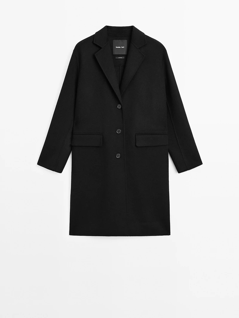 Manteau long en laine mélangée