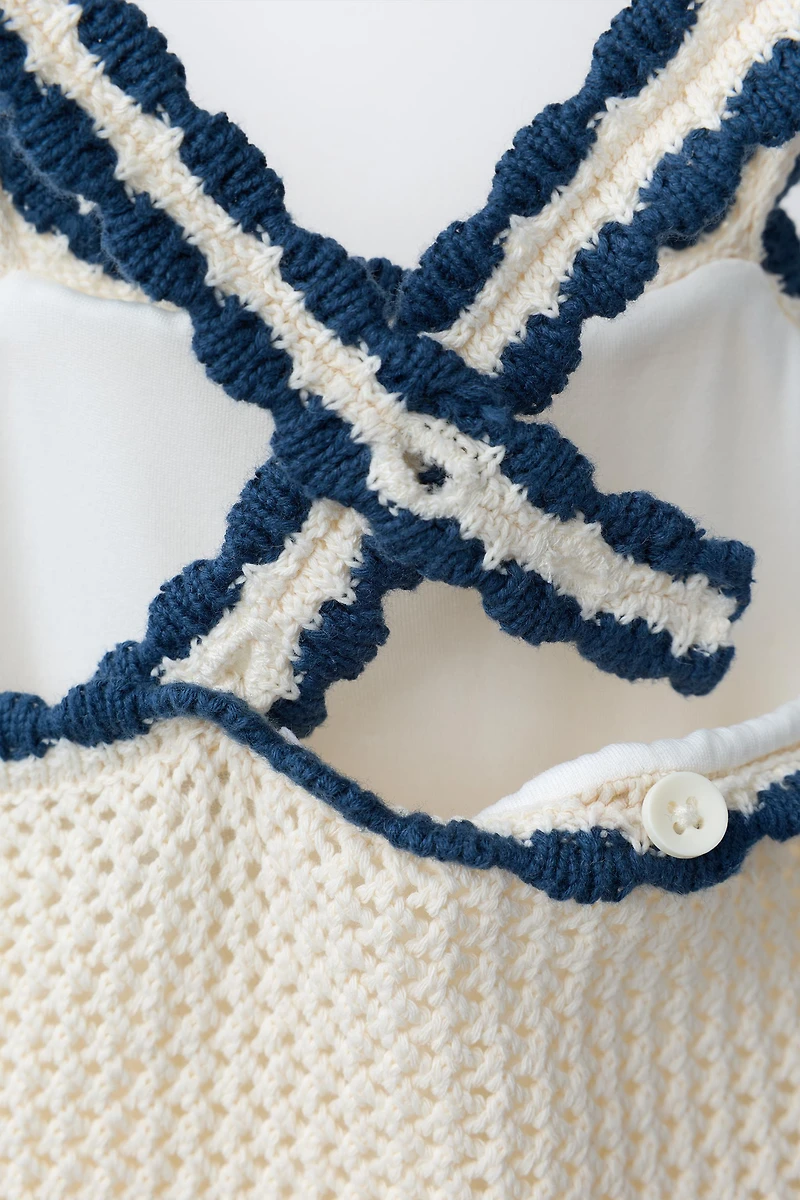 2-6 YEARS/ CROCHET KNIT FLORAL SWIMSUIT