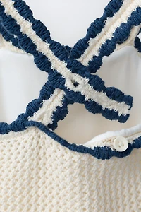 2-6 YEARS/ CROCHET KNIT FLORAL SWIMSUIT