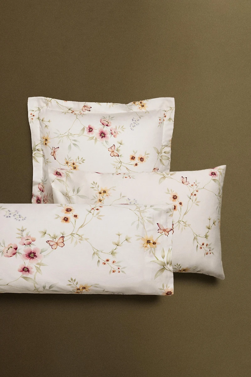 TAIE D’OREILLER SATIN IMPRIMÉ FLEUR