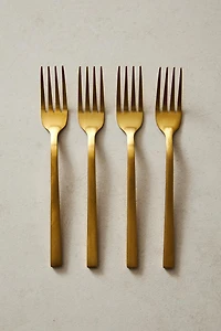 SET OF GOLD STEEL BRUNCH DESSERT FORKS (SET OF 4)