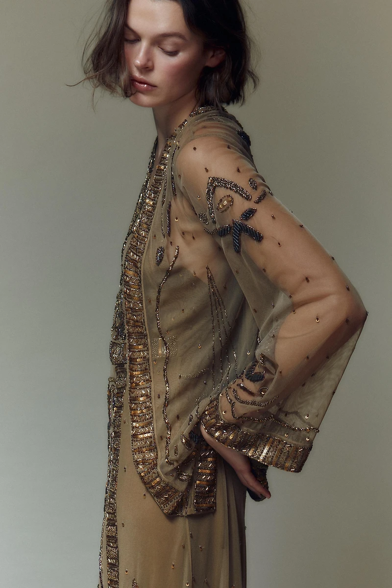 BEADED SEQUIN KIMONO