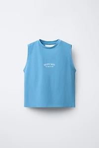TEXT SLEEVELESS T-SHIRT