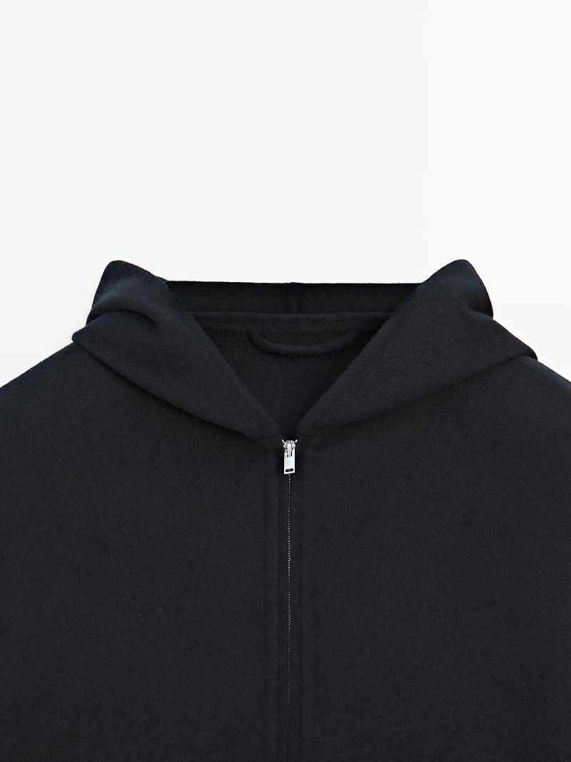 Veste à capuche en laine mélangée