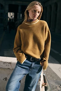 CONTRAST PIPING KNIT JUMPER
