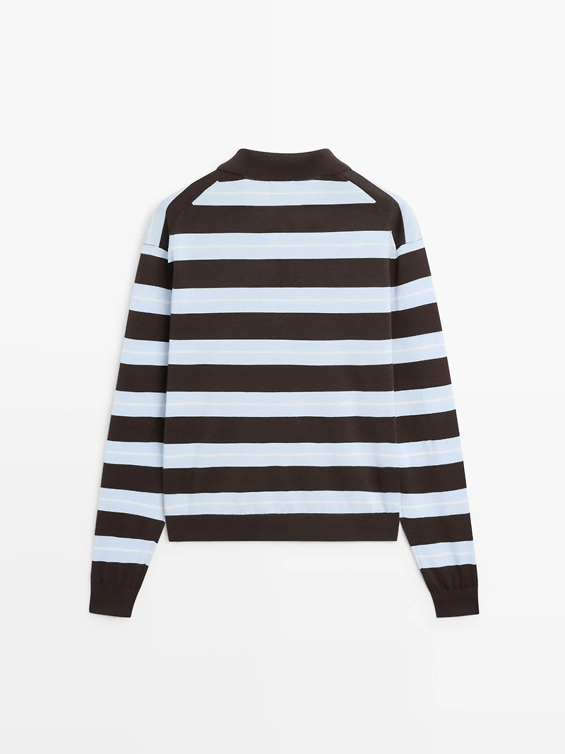 Striped cotton knit sweater
