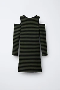 STRIPED RIBBED CUT OUT DRESS