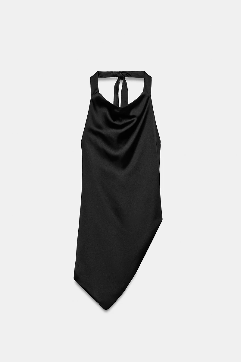 ASYMMETRIC DRAPED HALTER TOP