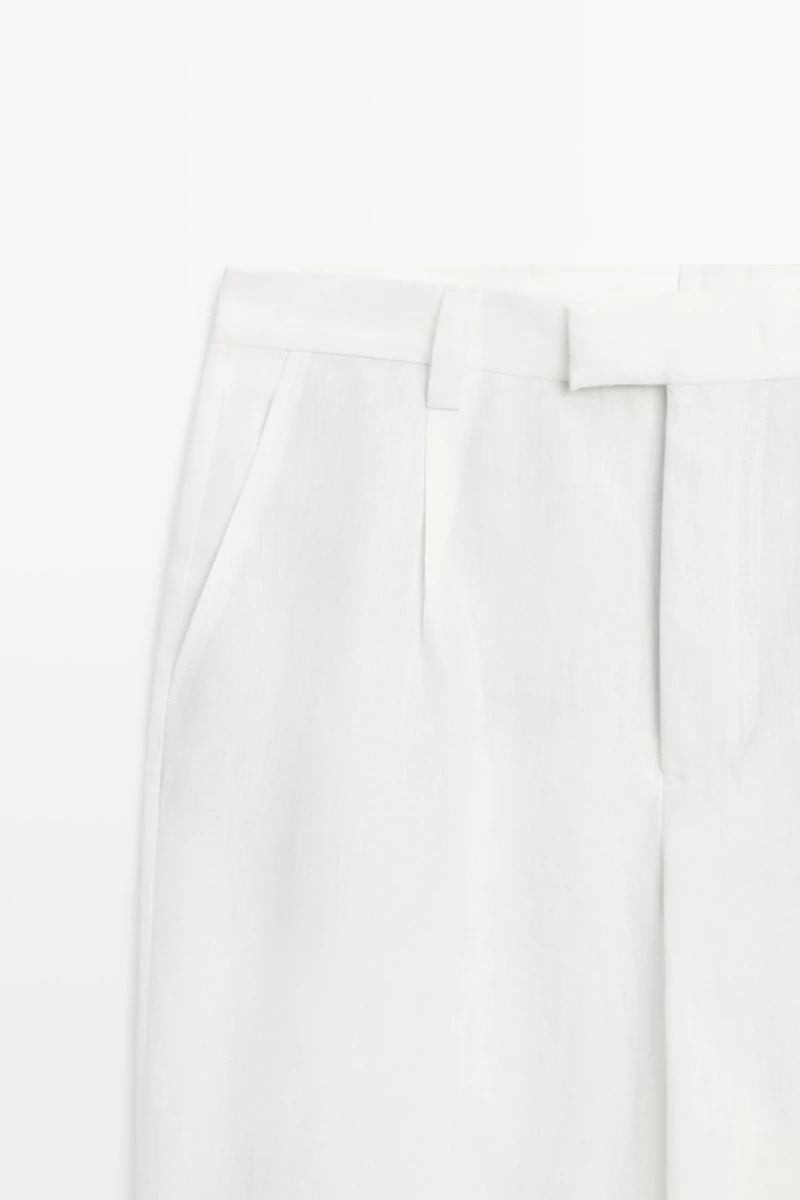 Pantalon détaillé à pinces 100 % lin
