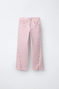 STUDDED BOOTCUT JEANS WITH SLITS