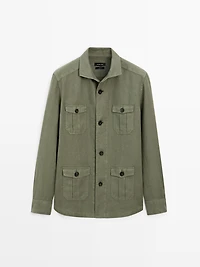 Heavy linen overshirt with pocket details