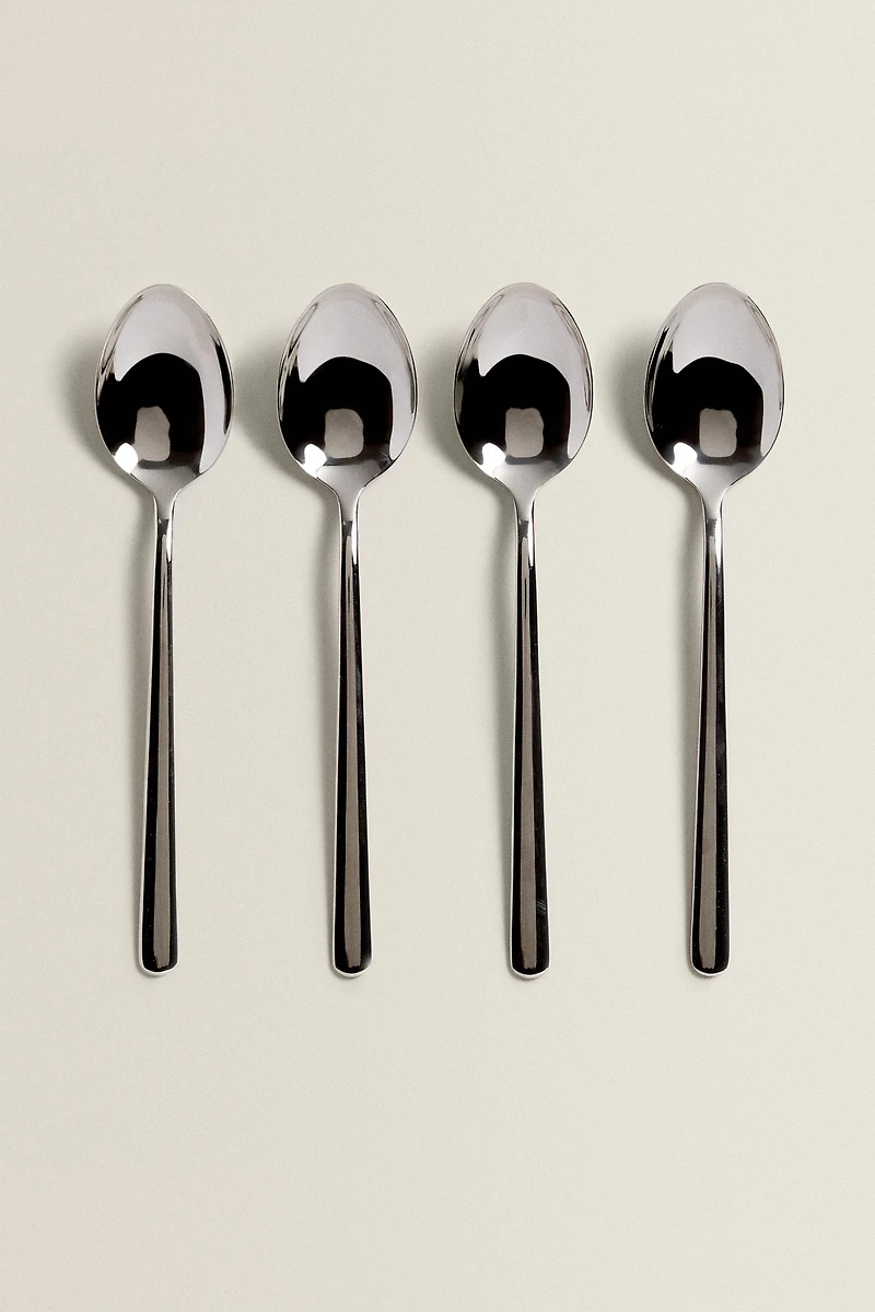 SET OF SHINY STEEL SPOONS (SET OF 4)