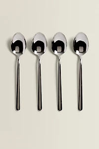 SET OF SHINY STEEL SPOONS (SET OF 4)