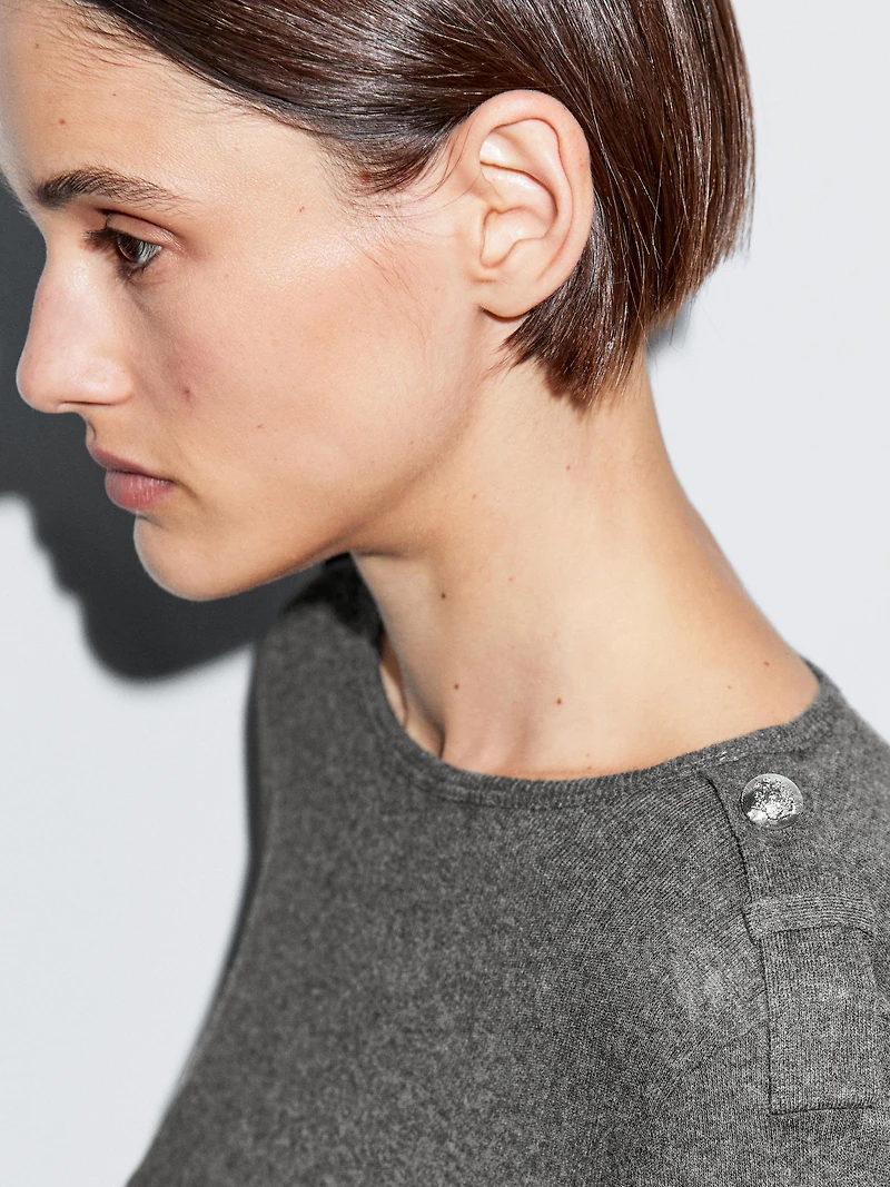 Knit T-shirt with shoulder detail