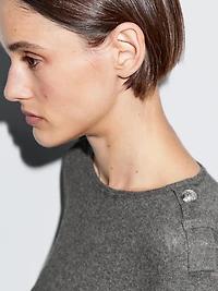 Knit T-shirt with shoulder detail