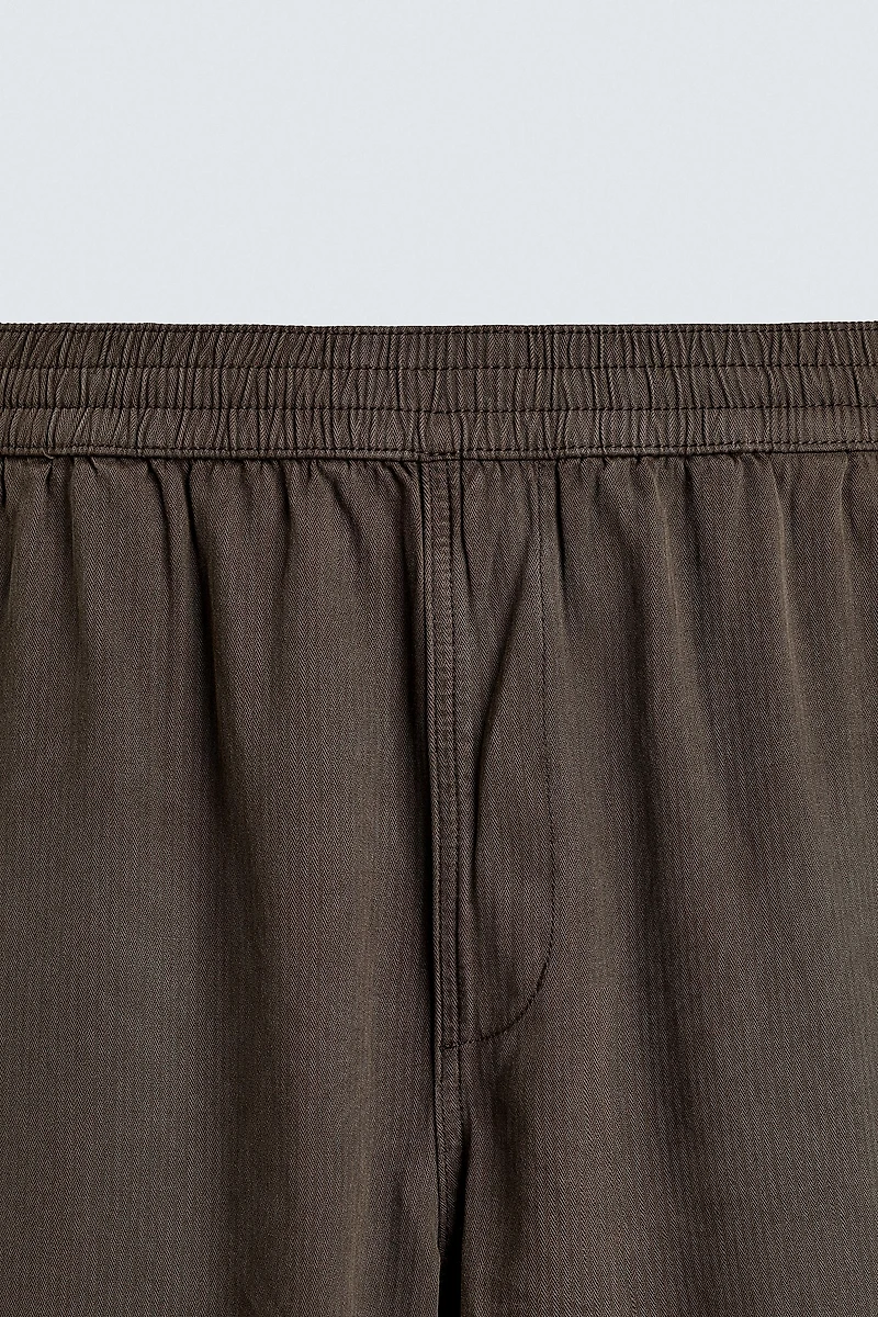 RELAXED FIT HERRINGBONE PANTS