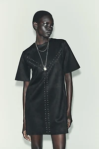 FAUX SUEDE STUDDED DRESS