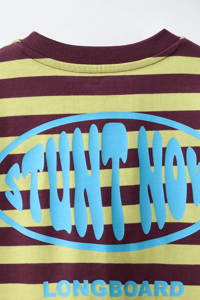 STRIPED TEXT PRINT T-SHIRT