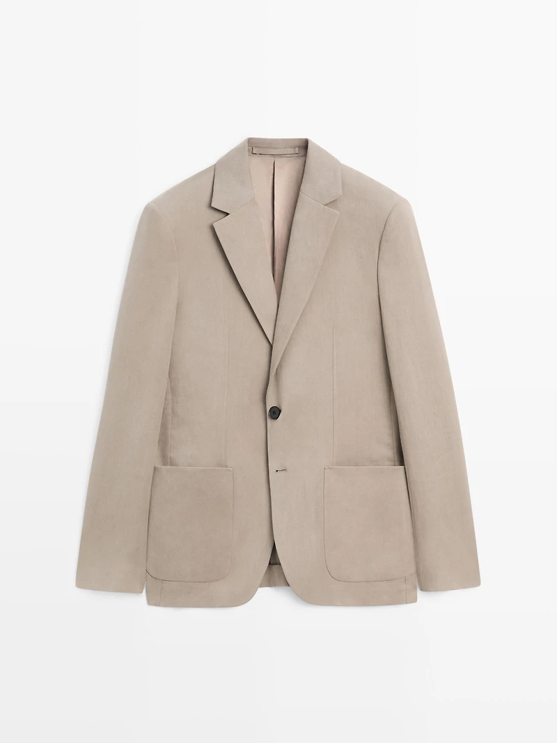100% linen tailored blazer with pocket details