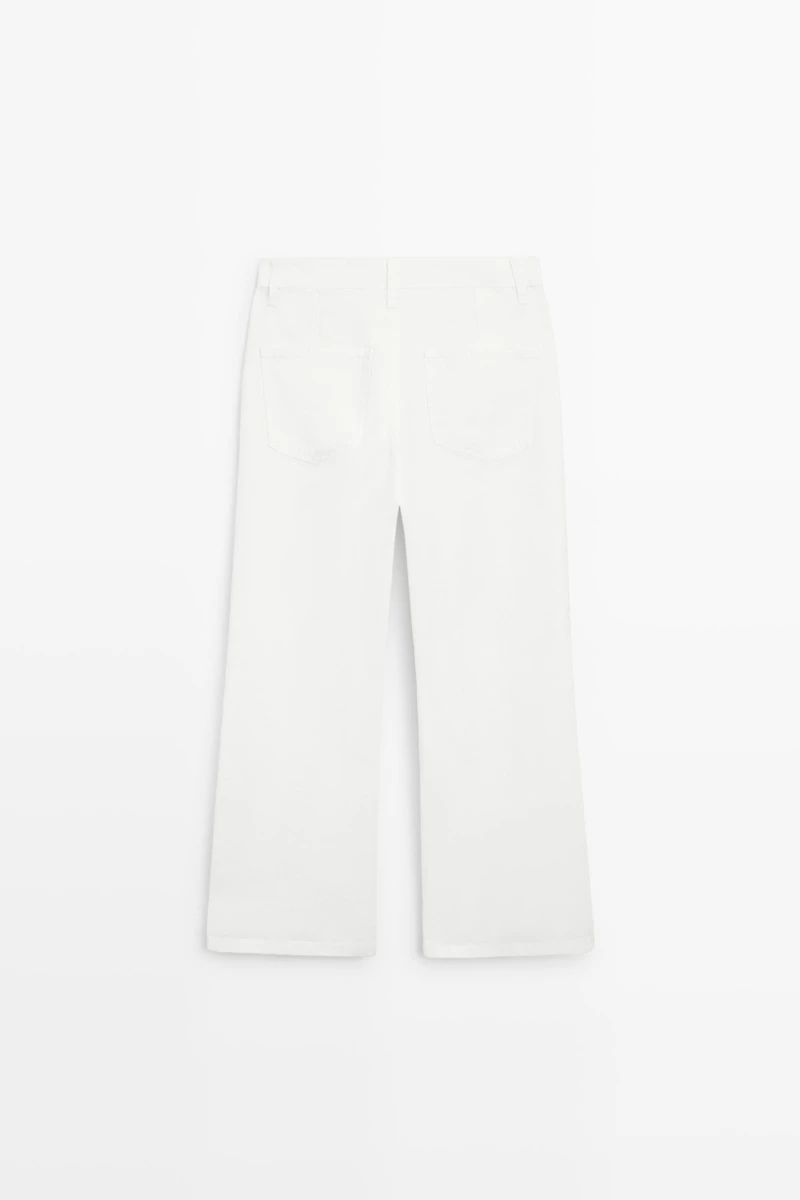 100% linen cropped flare fit pants