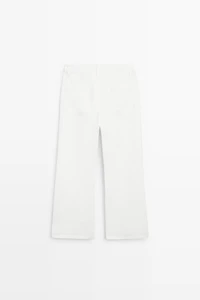 100% linen cropped flare fit pants