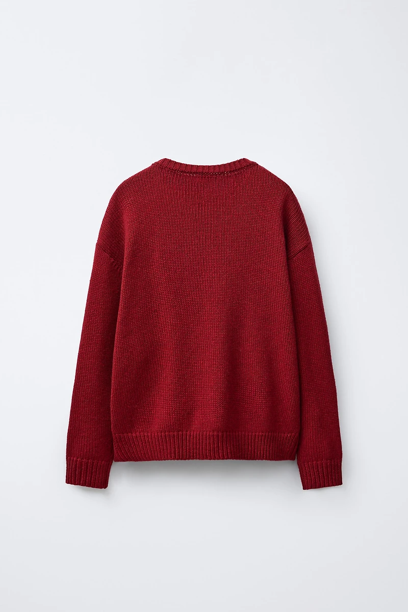 KNIT JUMPER WITH EMBROIDERED BEAR