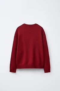 KNIT JUMPER WITH EMBROIDERED BEAR